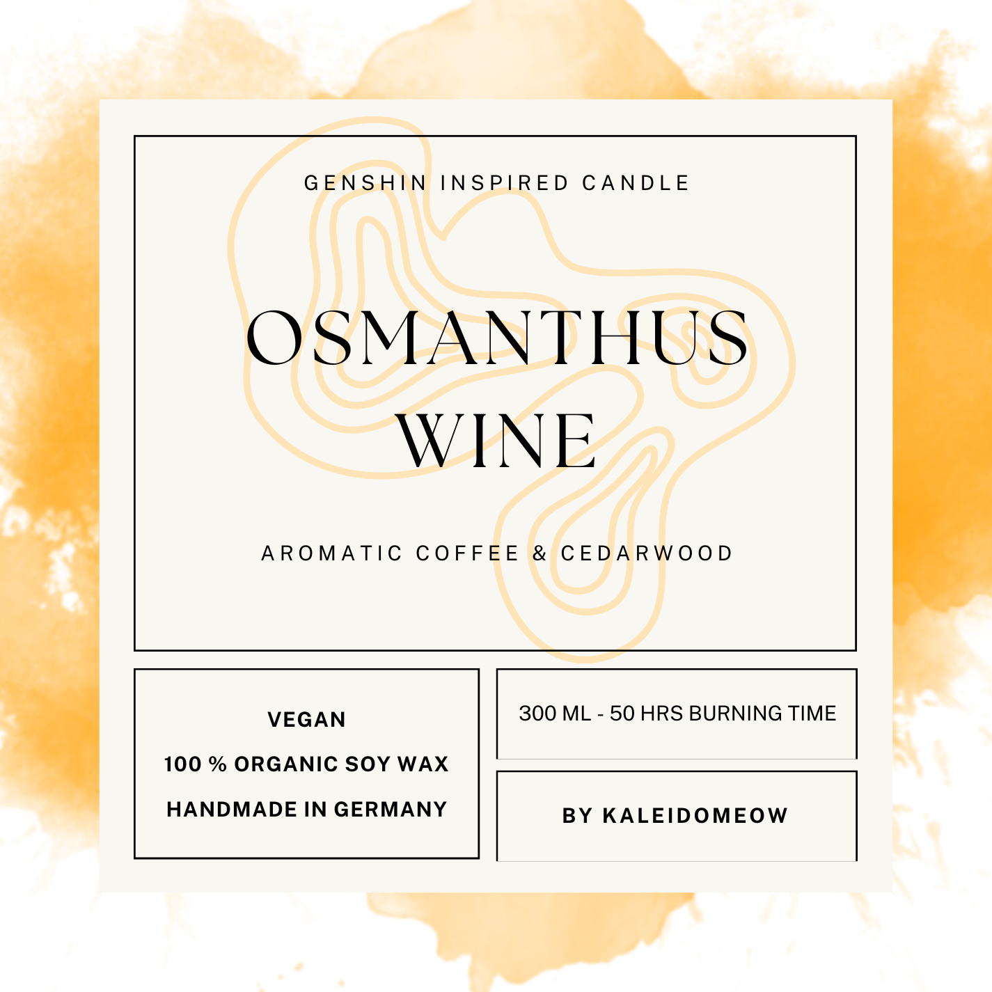 ZHONGLI inspired candle - 'Osmanthus Wine' - Genshin inspired scented candle 300 ML