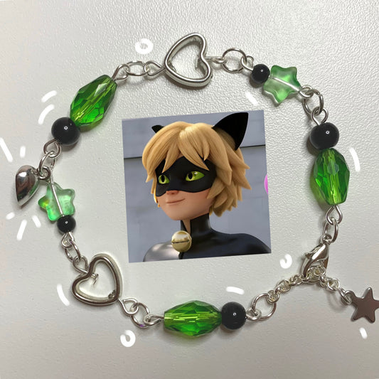 Ladybug + Cat Noir inspired friendship bracelet - CAT NOIR