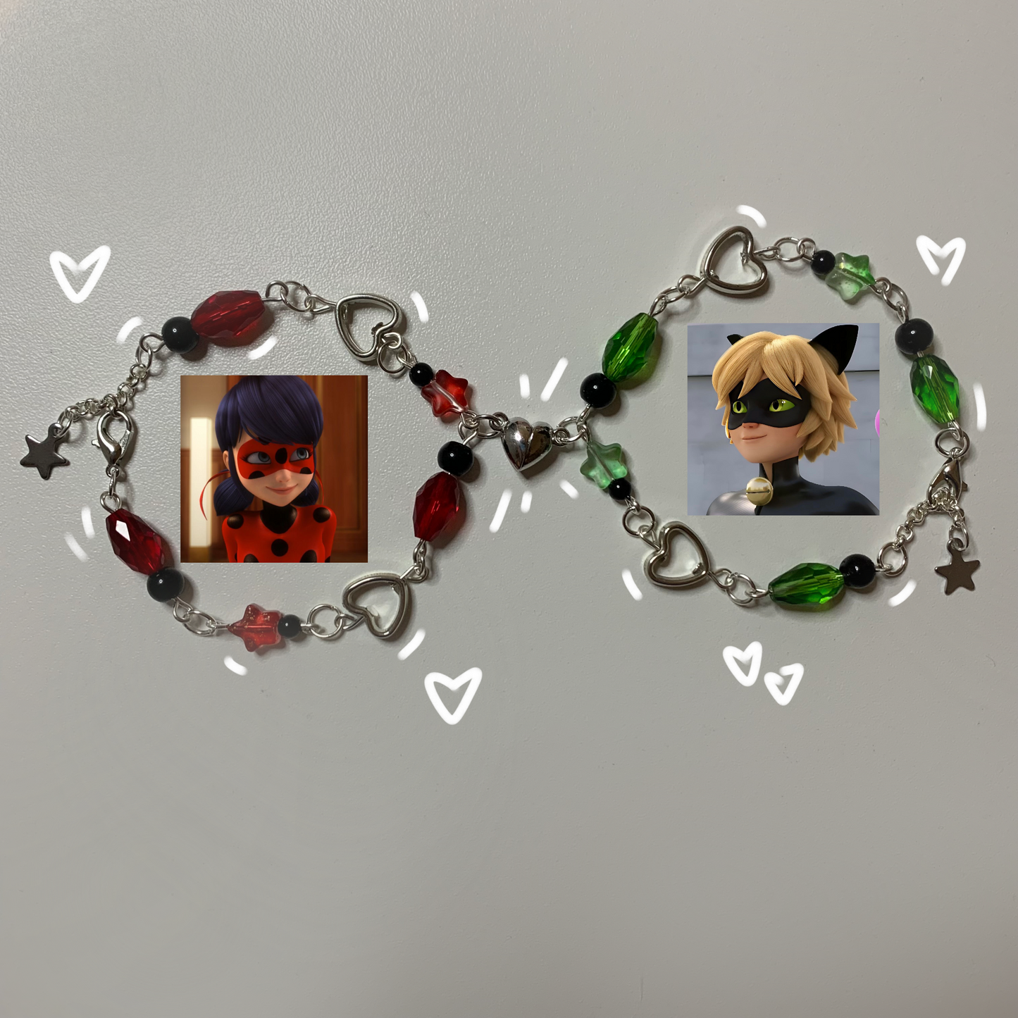 Ladybug + Cat Noir inspired friendship bracelet - LADYBUG