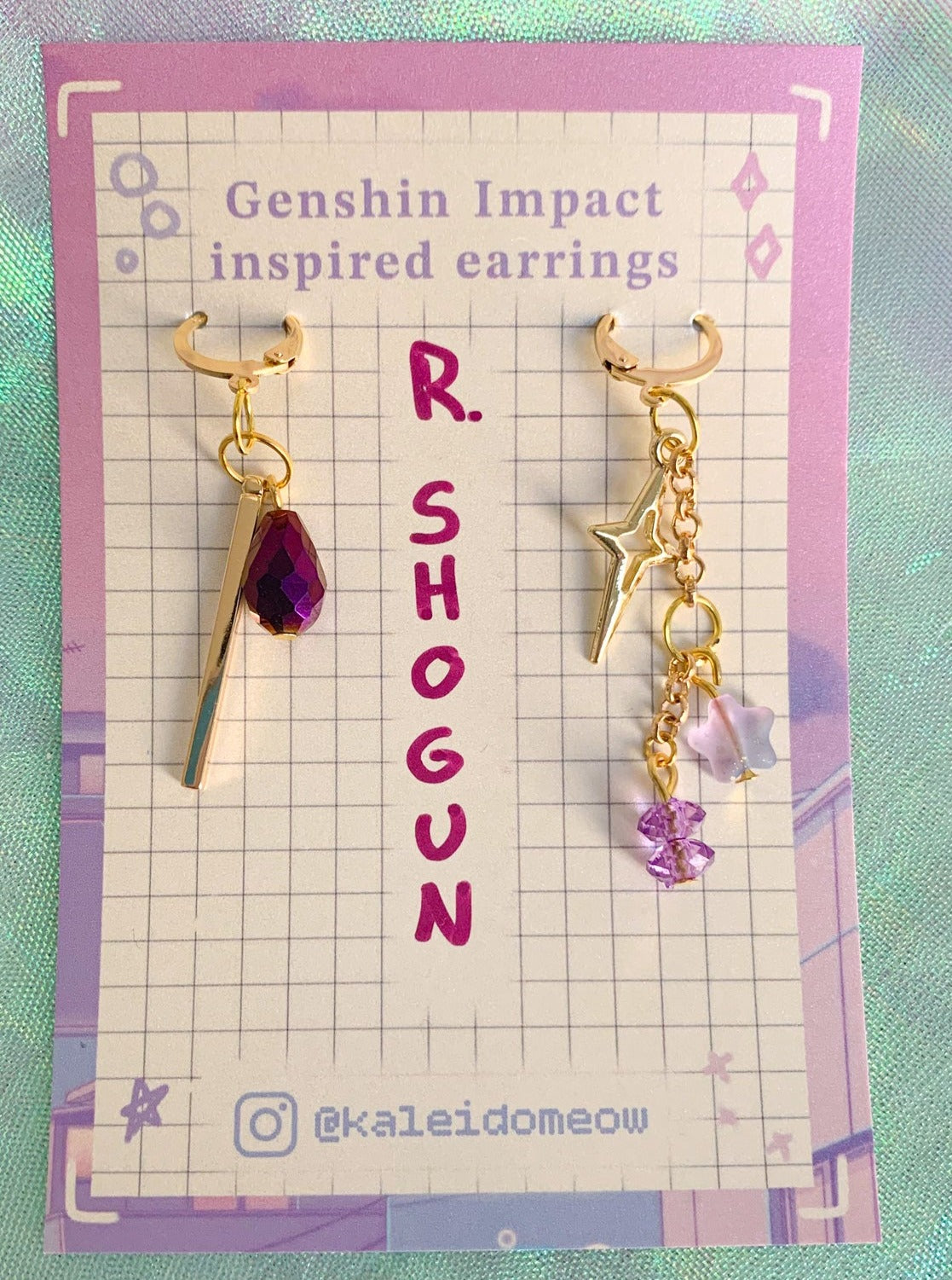 raiden shogun inspired earrings by kaleidomeow