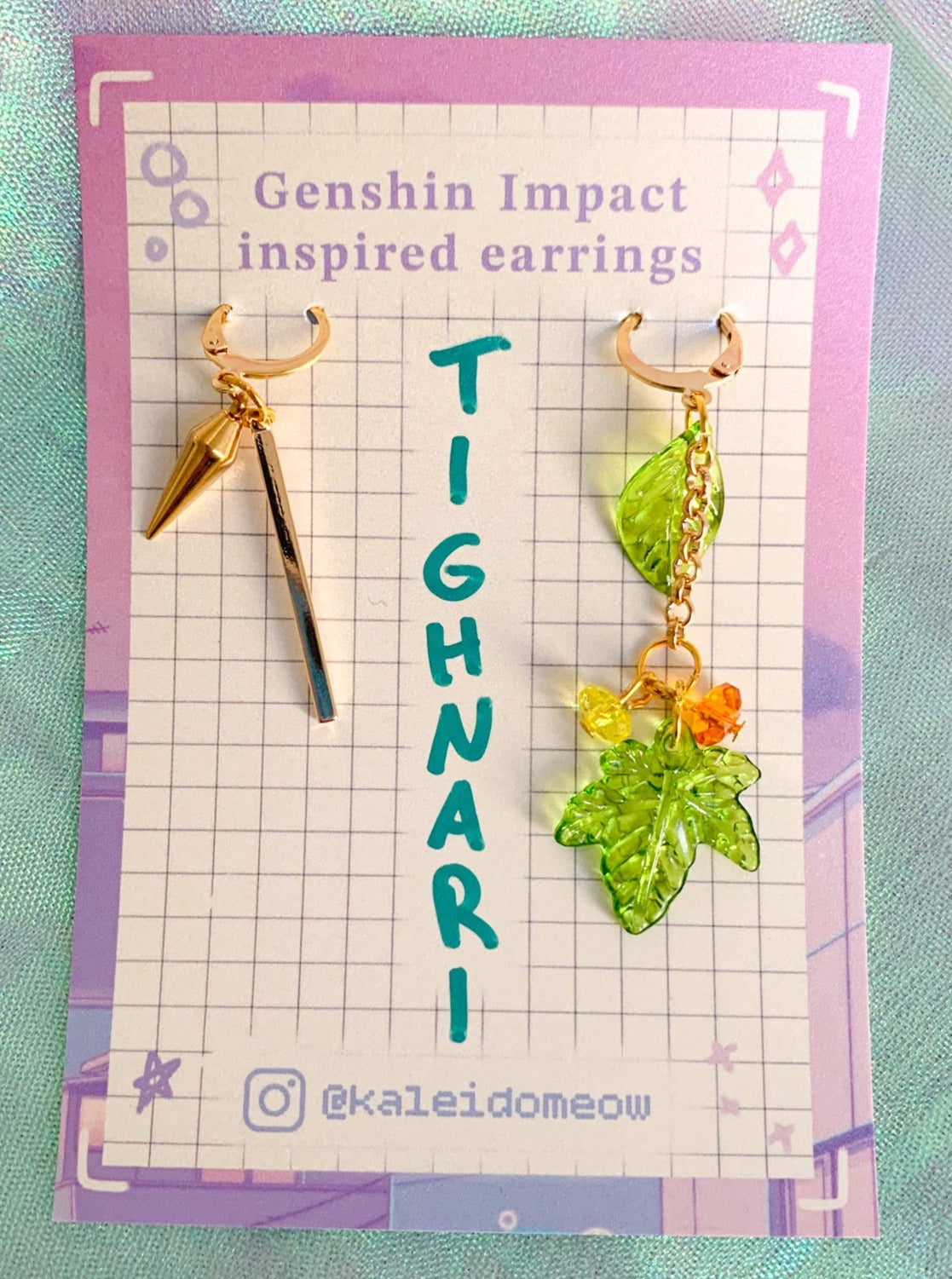 Tighnari inspired earrings by kaleidomeow