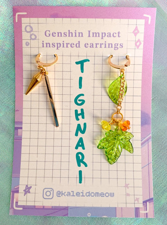 Tighnari inspired earrings by kaleidomeow