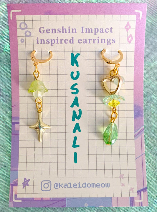 kusanali nahida inspired earrings by kaleidomeow