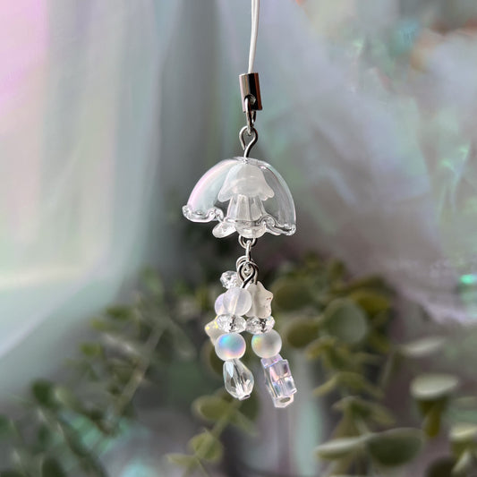 Jellyfish Keychain / Phone Charm - Pearly WHITE
