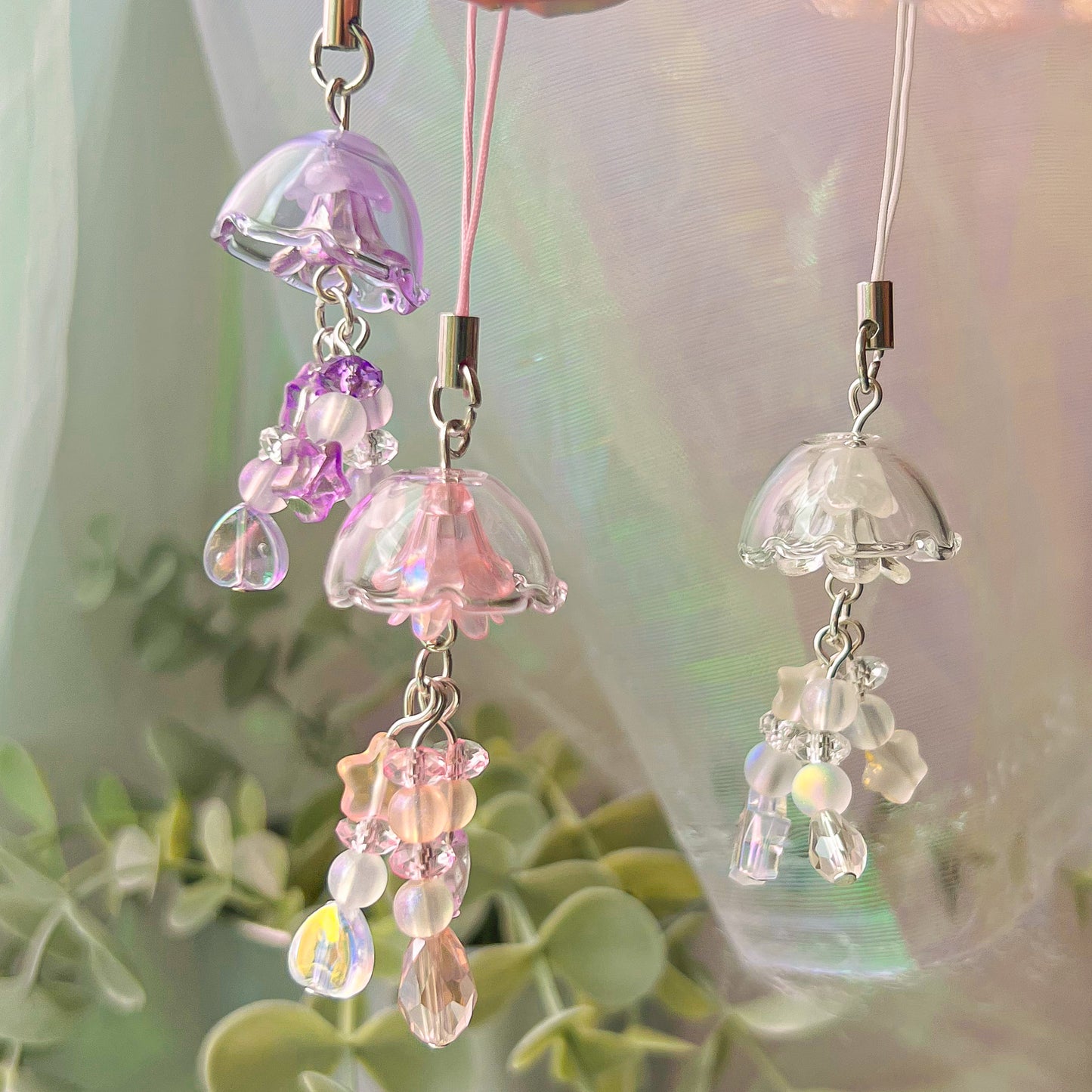 handmade jellyfish keychains phone charms by kaleidomeow