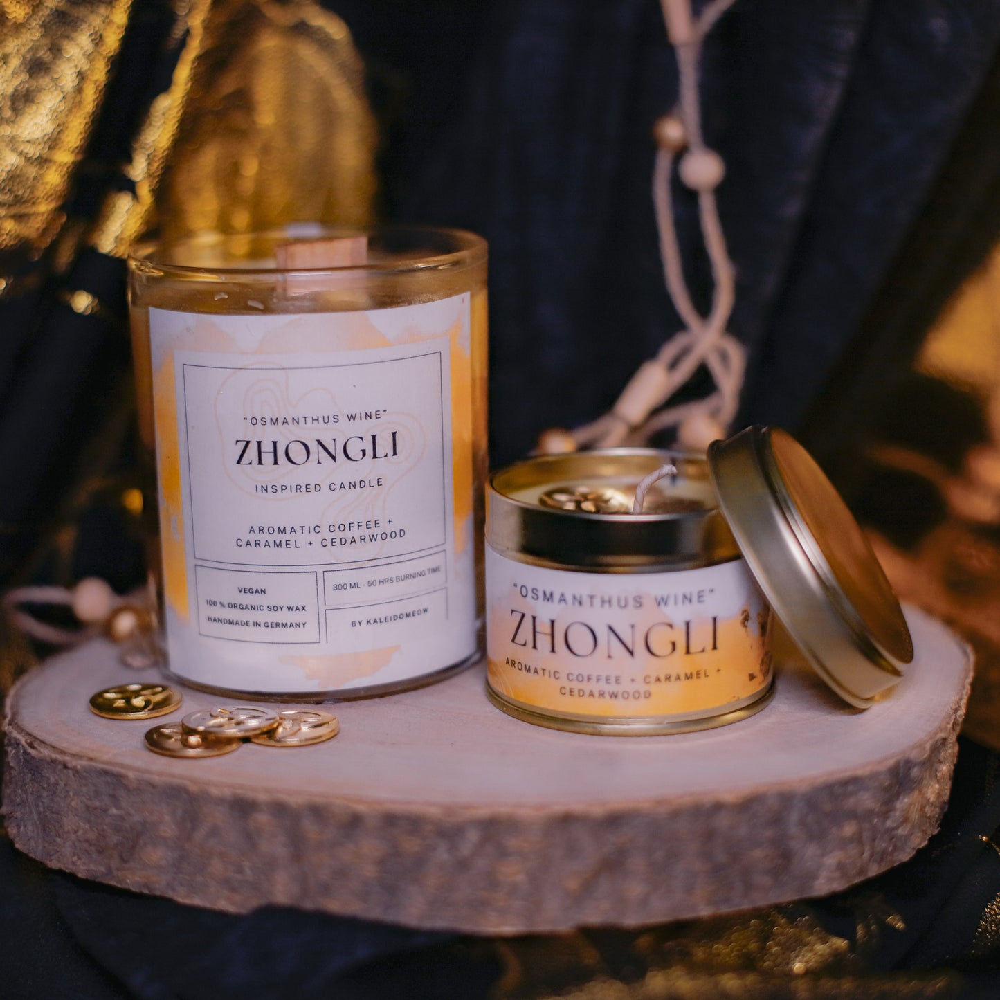 ZHONGLI inspired candle - 'Osmanthus Wine' - Genshin inspired scented candle 100 ML