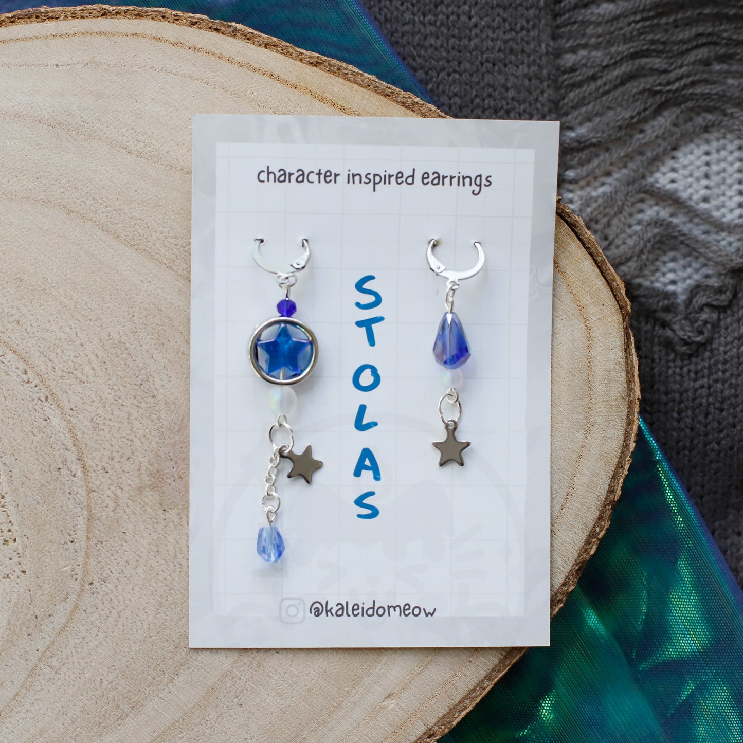 Stolas BLUE Helluvaboss inspired earrings l anime jewelry