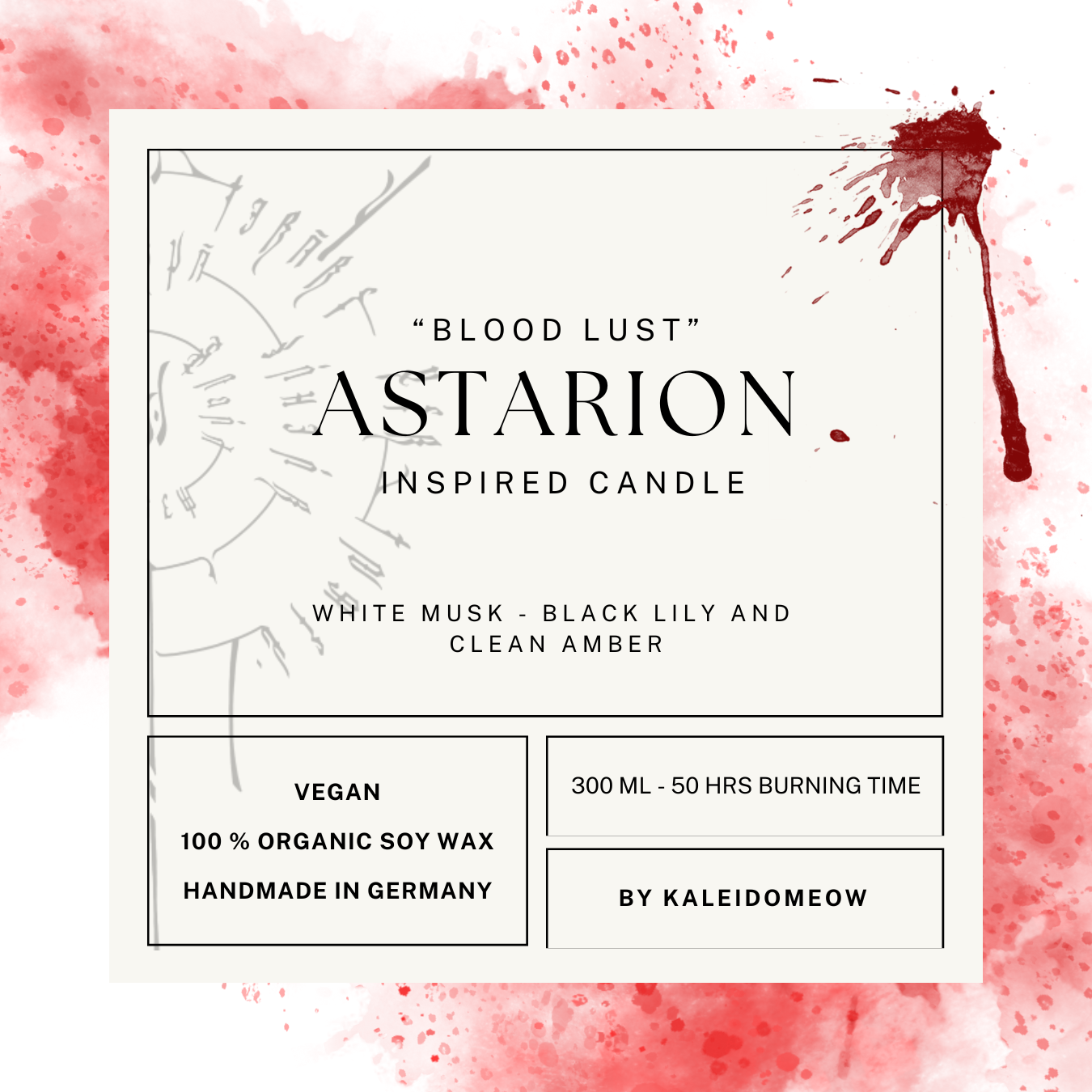Astarion inspired candle - 'Blood Lust' Baldurs Gate 3 inspired soy Candles 300 ML