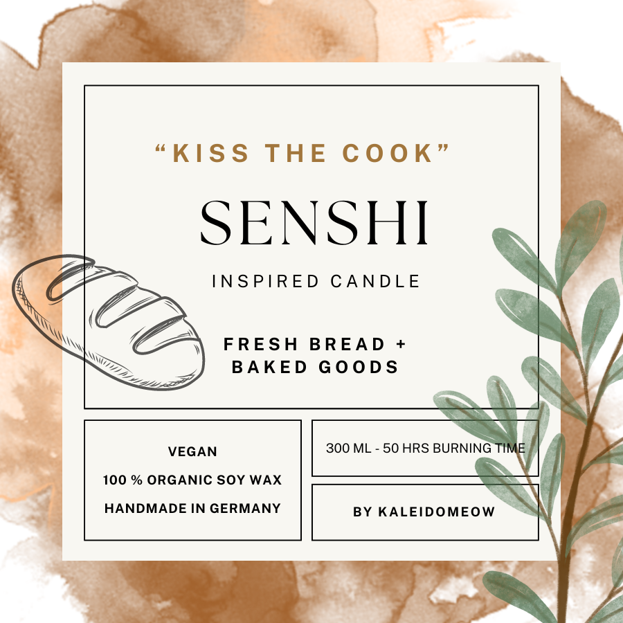 SENSHI inspired soy candle "Kiss the Cook" - Dungeon Meshi Delicious Dungeon inspired scented candle 300 ML