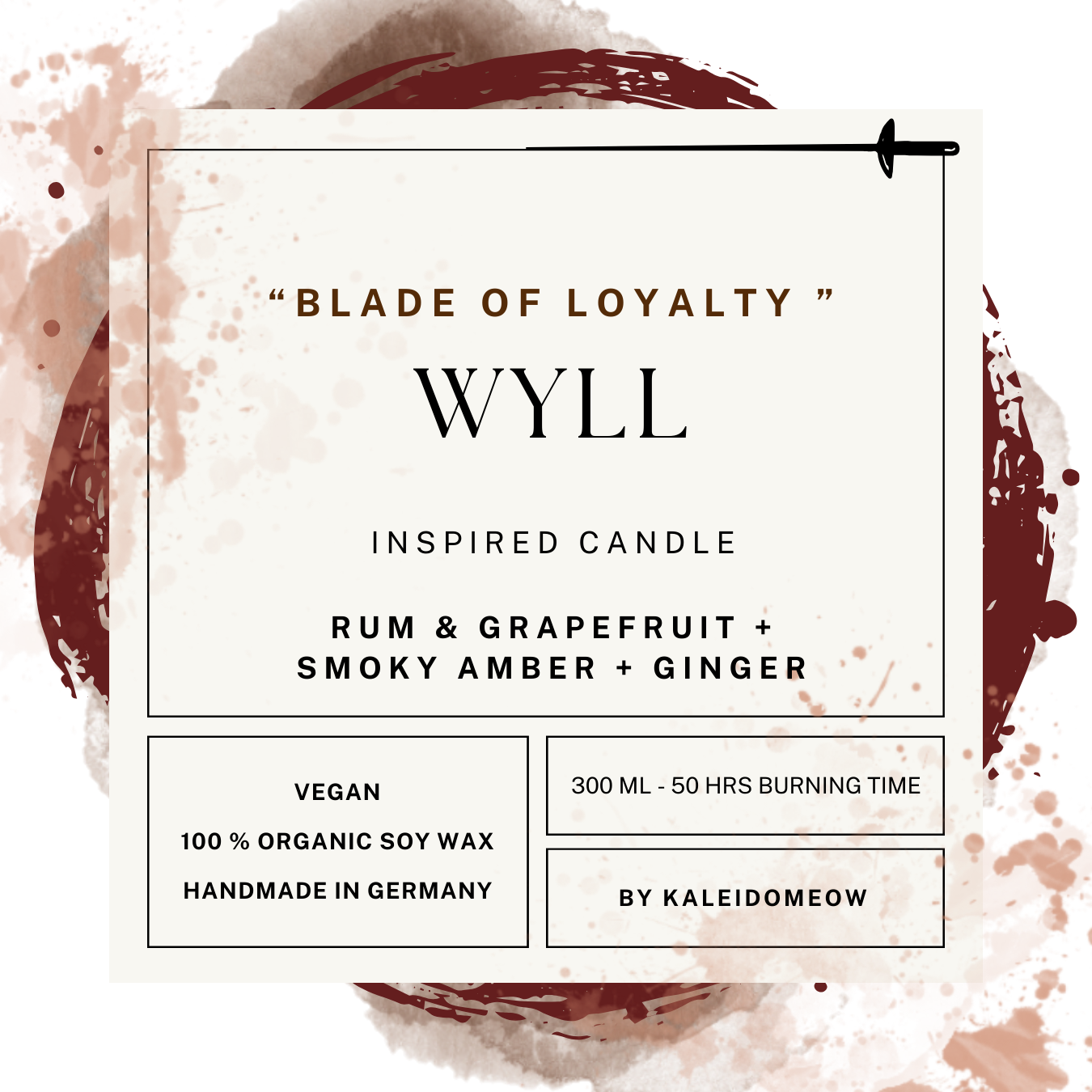 WYLL inspired scented candle - 'Blade of Loyalty' Baldur's Gate 3 inspired soy candle 300 ML
