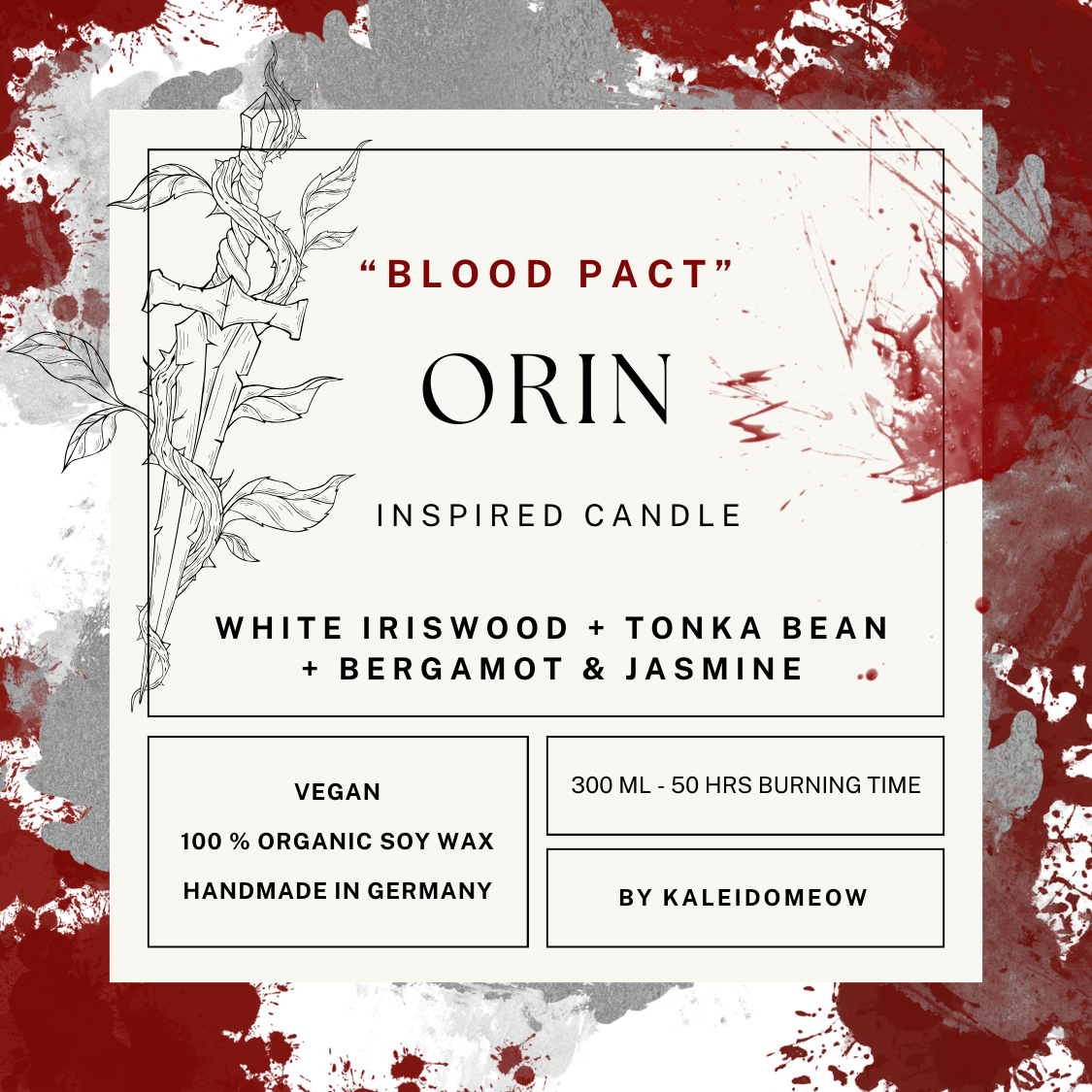 Orin inspired candle - 'Blood Pact' Baldurs Gate 3 inspired soy Candles 300 ML