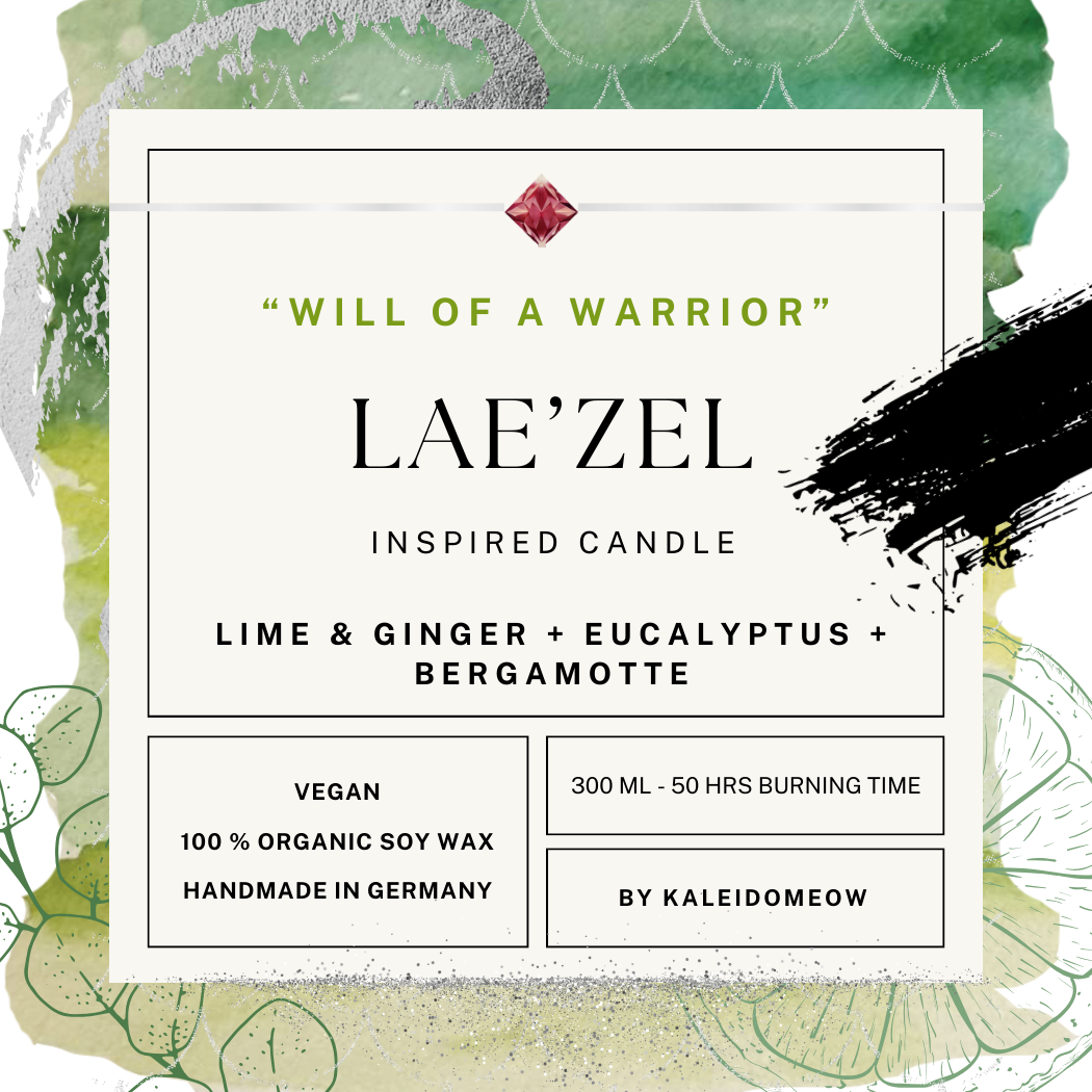 LAE'ZEL inspired soy candle - 'will of a warrior' Baldur's Gate 3 inspired scented candle 300 ML